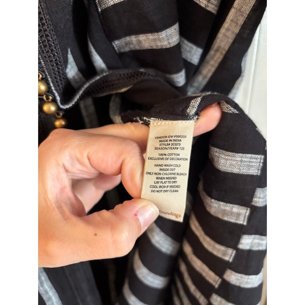 Soft Surroundings Moroccan Striped Maxi Tunic Robe Duster Kaftan Topper Small - Picture 5 of 6